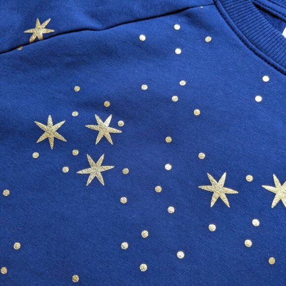 ⭐ Hanna Anderson Navy and Gold Star & polka dot terry sweatshirt size 12 - Picture 3 of 11